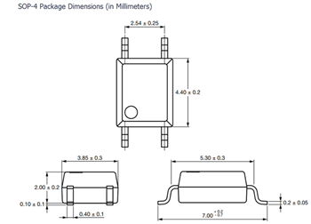 Mechanical Drawing - Vishay VOT8024AM and VOT8121Ax PhotoTRIAC Optocouplers